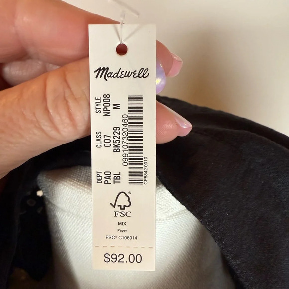 Madewell Long Sleeve Popover Top Black Eyelet Women's Size Medium New With Tags - Picture 11 of 11